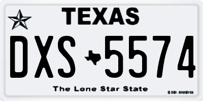 TX license plate DXS5574