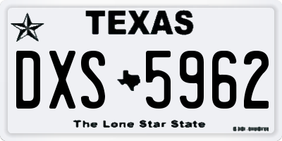 TX license plate DXS5962
