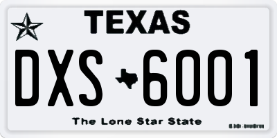 TX license plate DXS6001