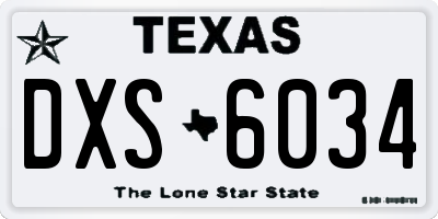 TX license plate DXS6034