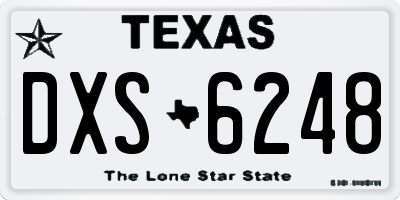 TX license plate DXS6248