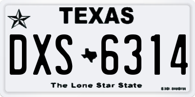TX license plate DXS6314