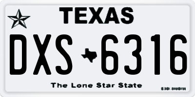 TX license plate DXS6316