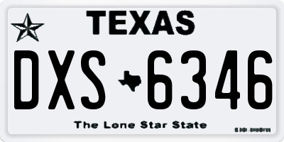 TX license plate DXS6346