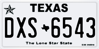 TX license plate DXS6543