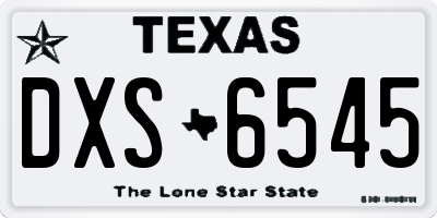 TX license plate DXS6545