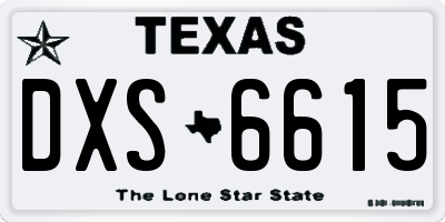 TX license plate DXS6615