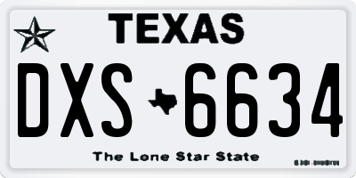 TX license plate DXS6634