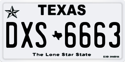 TX license plate DXS6663