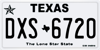 TX license plate DXS6720