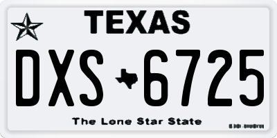 TX license plate DXS6725
