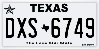 TX license plate DXS6749