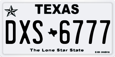 TX license plate DXS6777