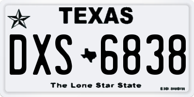 TX license plate DXS6838