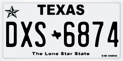 TX license plate DXS6874