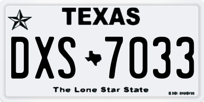 TX license plate DXS7033