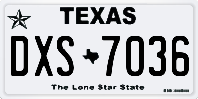 TX license plate DXS7036