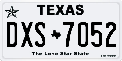 TX license plate DXS7052