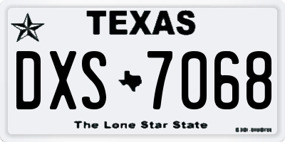TX license plate DXS7068