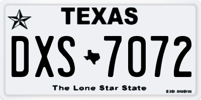 TX license plate DXS7072