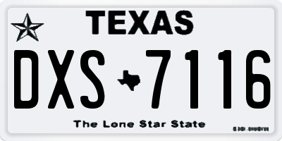 TX license plate DXS7116