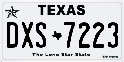 TX license plate DXS7223