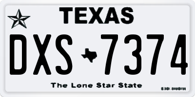 TX license plate DXS7374