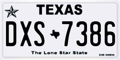 TX license plate DXS7386