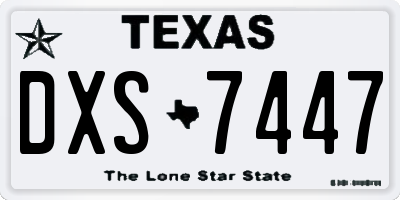 TX license plate DXS7447