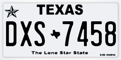 TX license plate DXS7458