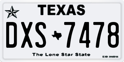 TX license plate DXS7478