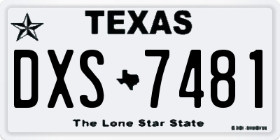 TX license plate DXS7481