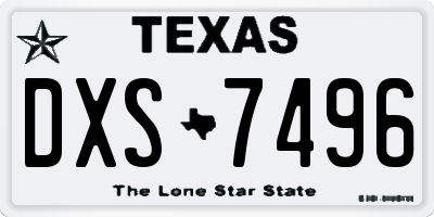 TX license plate DXS7496