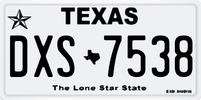 TX license plate DXS7538