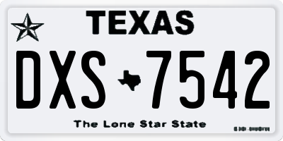 TX license plate DXS7542