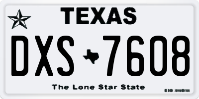 TX license plate DXS7608