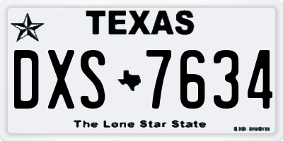 TX license plate DXS7634