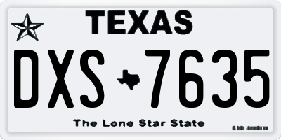 TX license plate DXS7635