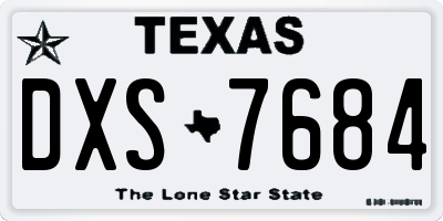 TX license plate DXS7684