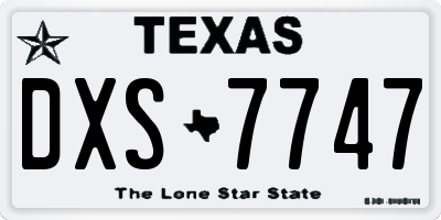 TX license plate DXS7747