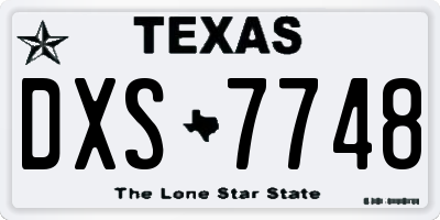 TX license plate DXS7748
