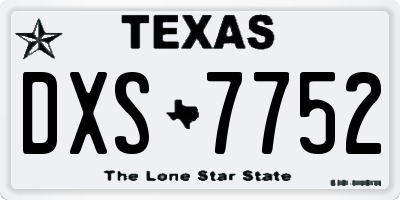 TX license plate DXS7752