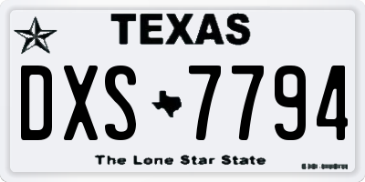 TX license plate DXS7794