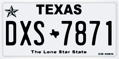 TX license plate DXS7871
