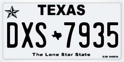 TX license plate DXS7935