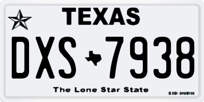 TX license plate DXS7938