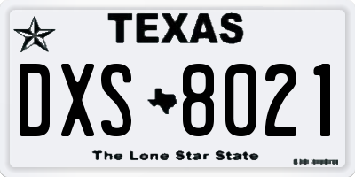 TX license plate DXS8021