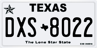 TX license plate DXS8022