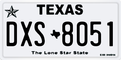 TX license plate DXS8051