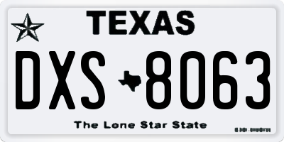TX license plate DXS8063